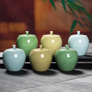 龍泉青瓷 茶葉罐密封罐醒茶罐 陶瓷通用小號收納普洱紅茶罐可logo
