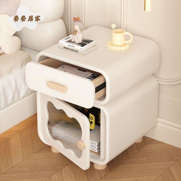 【麥麥居家】 法式奶油風床頭柜 簡約現代最新款 臥室床邊柜 小型網紅儲物收納柜 免運 可開發票