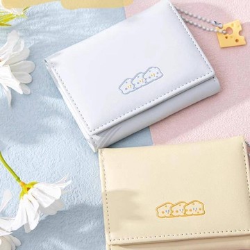 免運✨芝士起司短款小錢包女2024新款學生可愛卡通大容量卡包三折式錢包