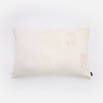 查莉壓線百摺腰枕35x50cm 奶油白