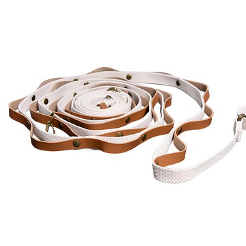 OUTSY 皮革質感可調節掛物繩露營繩，經典質感皮革搭金屬鈕扣，可調節長度設計，附贈收納袋  淺咖啡色  400cm  1條