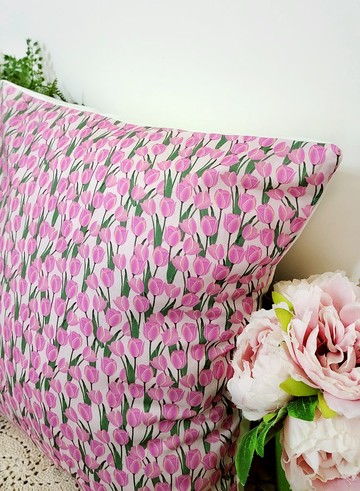 北歐風格粉紅色花圖案抱枕靠枕靠墊枕套