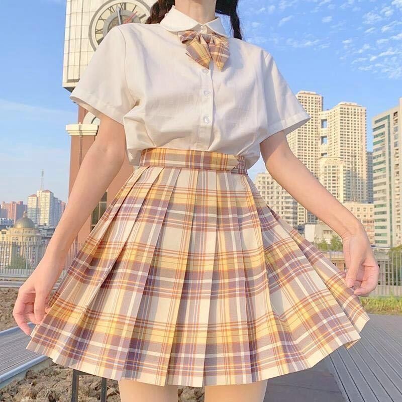 プリーツスカート 2点セット スクール 制服 スカート チェック柄 ミニ