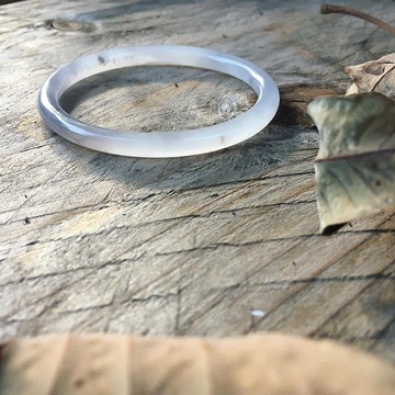 【Lost and find】天然 和田玉 紫羅蘭 白 青花 手鐲 56