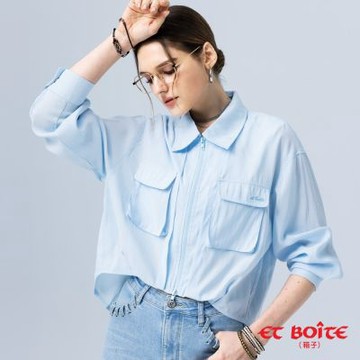 BLUE WAY ET BOiTE 箱子 – 親膚莫爾代雙拉鍊襯衫(淺藍)