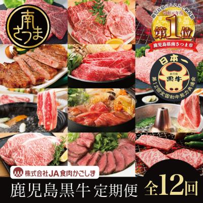 ふるさと納税 南さつま市 鹿児島黒牛定期便(全12回) ステーキ すき焼き しゃぶしゃぶ 定期便