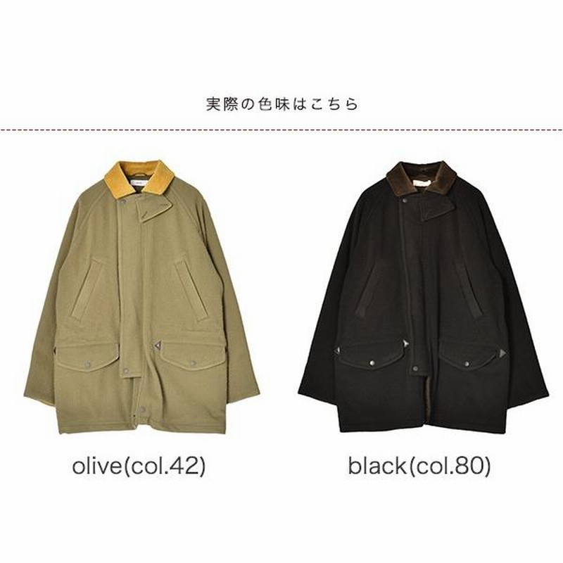 unfil ネップ加工ウールメルトンバンドカラーコート unfil