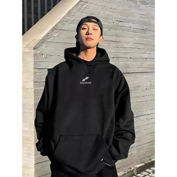 WE11DONE TRACK潮牌高街字母WELLDONE加絨寬松連帽重磅衛衣男秋冬