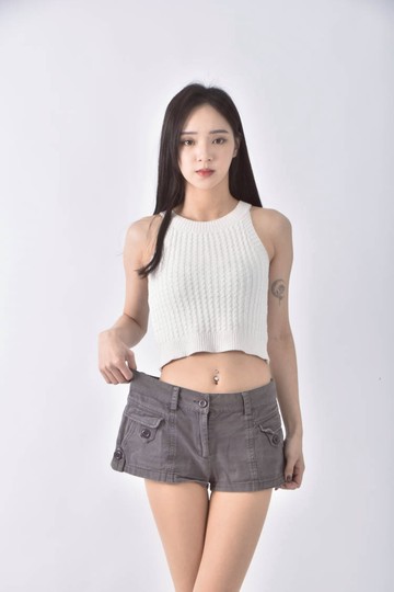 (XL) 丹寧牛仔低腰灰色短褲