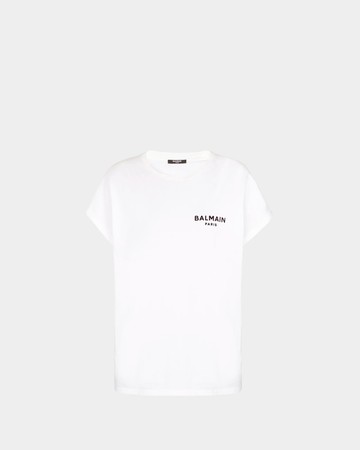 BALMAIN Paris 植絨標誌白 T-Shirt - L