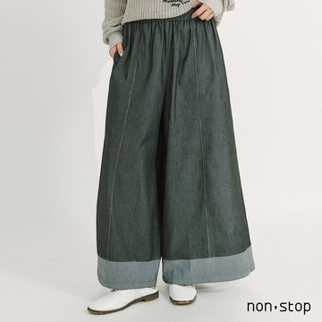 non-stop 日常自在配色丹寧寬褲-2色