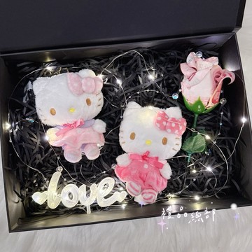 hello kitty吊飾禮物盒 正版授權 kitty玩偶 有錢花 300元鈔票花 三麗鷗 Sanrio 生日禮物