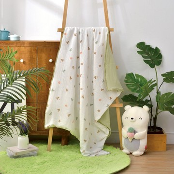 La Belle 雙層泡泡紗 純棉 透氣 抗菌 兒童涼被 100x120CM 繽紛小蘑菇 可水洗 空調被 格蕾寢飾