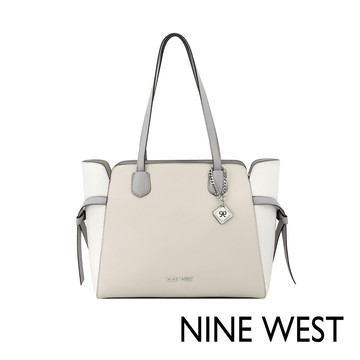 NINE WEST ISIDORE 綁結造型肩背包-拼接白(579224)