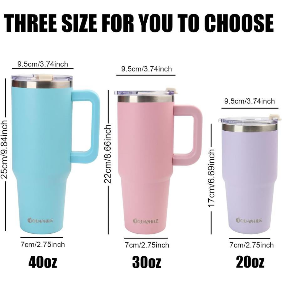 AQUAPHILE 30oz Insulated Tumbler with Handle  Stainless Steel Travel Mug with Lid and Straw  Double Wall Vacuum Leak Proof Portable Coffee Tumbler