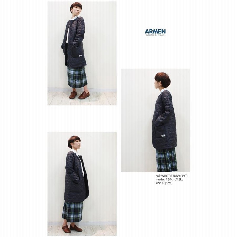 アーメン キルティングコート ロング ARMEN 裏フリースナイロン アーメン キルティングコート ロング ARMEN 裏フリースナイロン