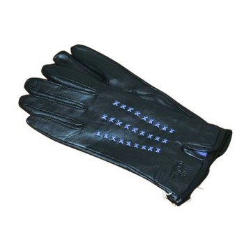 Vivienne Westwood 高質感羊革造型行星LOGO圖騰手套(黑/20CM)