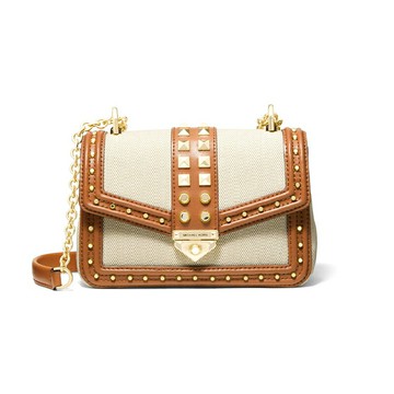 MICHAEL KORS SoHo 小號鉚釘皮革帆布單肩包女士斜跨包 斜背包 30T1G1SL5C【 菲尼斯 國際精品 ★ 疊加現抵$1618 】
