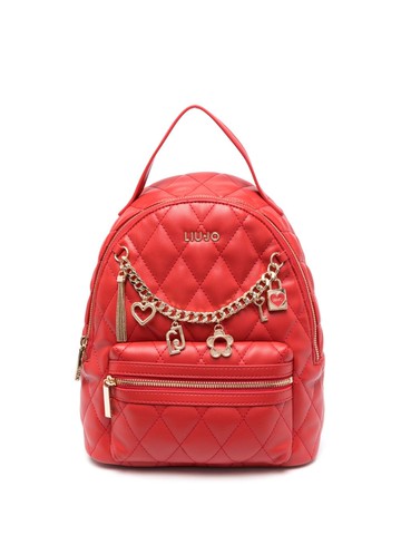 LIU JO - diamond-quilted embellished backpack - women - Polyester/Polyurethane Resin/Polyester - One Size - Red