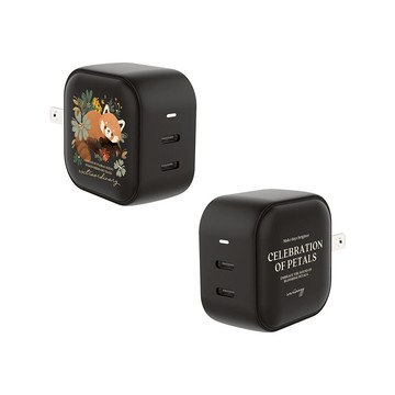 【插畫家聯名】wwiinngg霧綠小熊貓GaN 45W Type-C雙孔充電頭