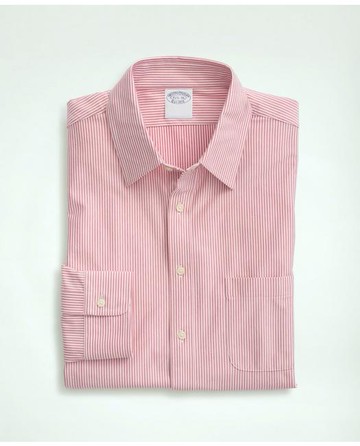 Brooks Brothers Men's Japanese Knit Striped Dress Shirt | Red | Size 15 34