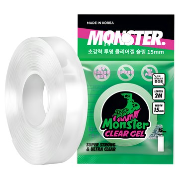 Monster CLEAR GEL Slim款 超強力透明矽膠雙面膠帶  1個  透明