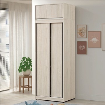 文創集 希望2.7尺開＆推門加高衣櫃組合-81x60x232cm免組