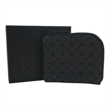 [平輸版]ISSEY MIYAKE 三宅一生 BAOBAO 5x6霧面皮質L型拉鍊零錢鈔票包-黑/真品平輸