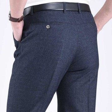 春秋厚款中年休閑褲男寬松男褲中老年人高腰西褲爸爸褲子夏季薄款