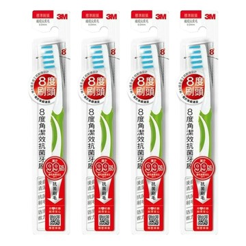 3M 8度角潔效抗菌牙刷 小刷頭纖細尖柔毛 顏色隨機  1入  4支