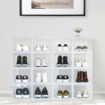 前開式 | 磁吸式鞋類收納盒 - 6入組 透明白