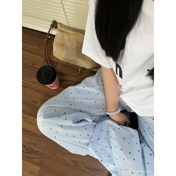 P3-【限時特賣】長褲女 女生褲子 寬褲 運動褲 冰絲長褲 高腰褲 顯瘦長褲波點褲女夏季薄款2024新款高腰直筒慵懶顯瘦
