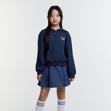 童裝 海軍風半開拉鍊長袖上衣 - 深藍色