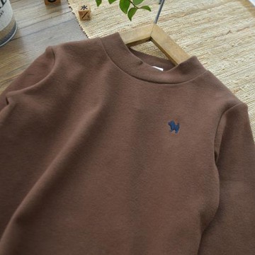 舒適低中領~兒童磨毛厚款純棉純色內衣打底衫T恤男童長袖保暖秋衣