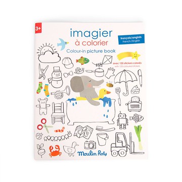 法國 Moulin Roty 繽紛樂童話大象貼紙圖畫書
