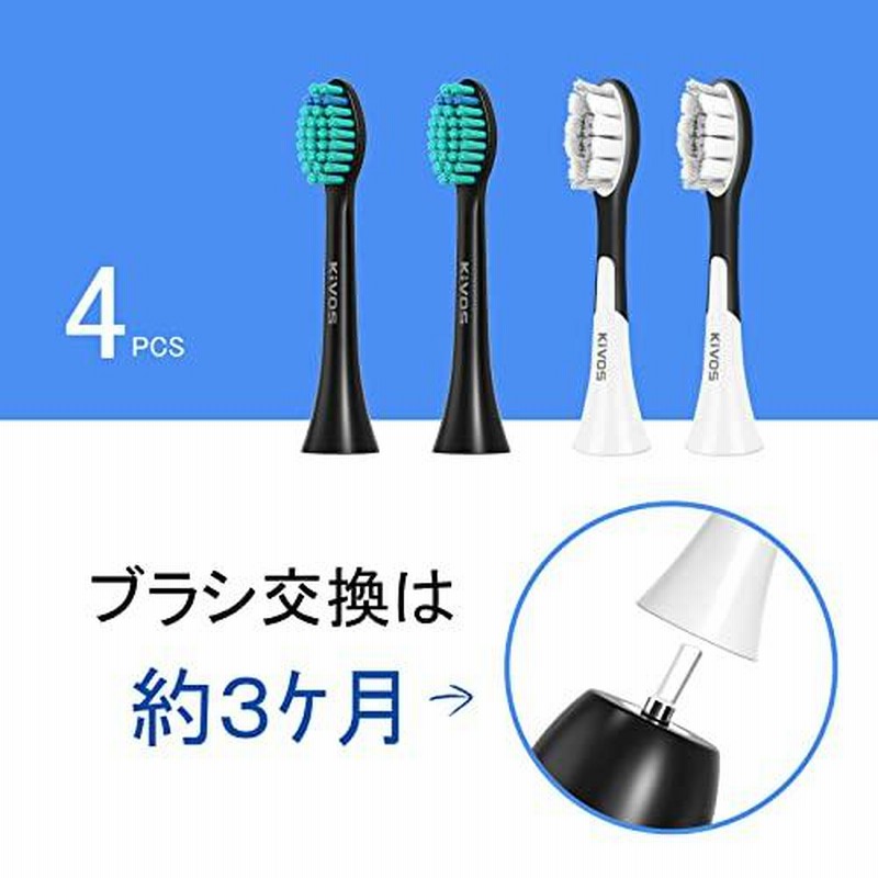 電動歯ブラシ KiVOS 音波歯ブラシ ソニック 4本替えブラシ トラベルケース付き DC 3.5充電式 IPX7防水 5モード 歯ブラシ磨き  低ノイズ S5302 (ブルー) | LINEブランドカタログ