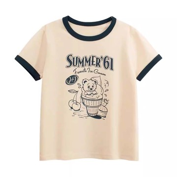 27home - 純棉短袖上衣-最愛霜淇淋-米杏