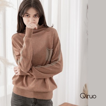 【Qiruo 奇若名品】保暖立領毛衣8899A-82深咖啡(天然犛牛毛料輕盈舒適)
