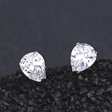 B3851 超閃白水鑽 寶石水滴耳環 韓國明星耳環 可配戴洗澡 不生鏽 上班約會吃飯 超百搭 韓風 溫柔氣質 鋯石耳釘