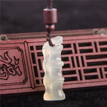 天然岫玉吊墜節節高升岫巖玉石竹節掛墜男女款復古簡約保真玉石墜