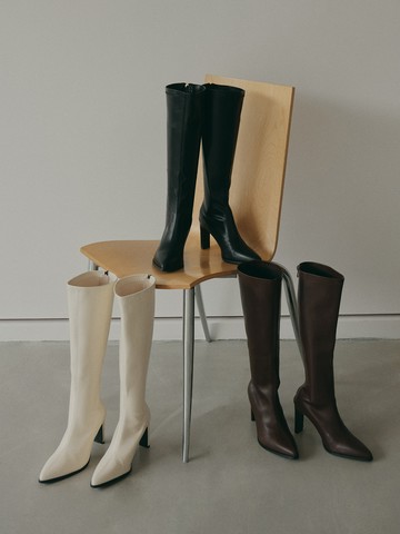 直衝天際的腿長誘惑；質感皮革肩頭長靴 三色 36-40