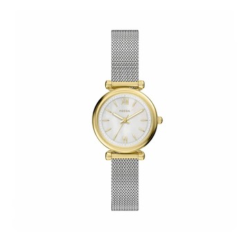 【FOSSIL】Carlie 璀璨珠白質感女錶 銀色不鏽鋼米蘭錶帶 28 MM ES5463