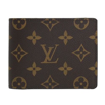 Louis Vuitton LV M60895 經典Monagram花紋雙折對開短夾.咖