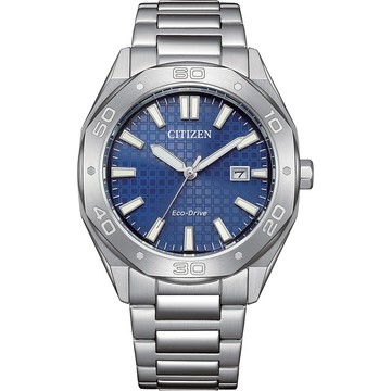 CITIZEN 星辰 光動能八角形格紋面手錶 BM7630-80L