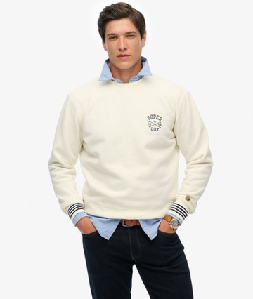 Superdry Men's Athletic Club Crew Sweatshirt White Size: L