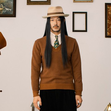 SOARIN英倫復古磨毛V領針織毛衣(243TM13)