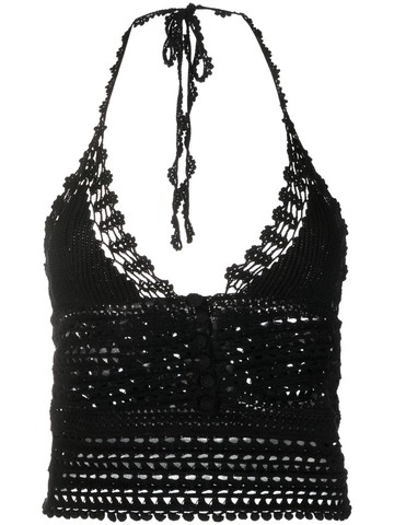ISABEL MARANT - sleeveless crochet top - women - Cotton - 0 - Black
