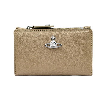 Vivienne Westwood 時尚素面扣式卡夾零錢袋 金色 5111005JW L0033 E403