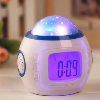 目覚まし時計 大音量 光 起きれる LED スター柄 投影ランプ 置き時計 デジタル アラーム 温度計 ナイト