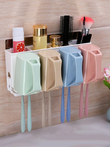 衛生間牙刷架壁掛式漱口杯吸壁式牙缸牙具置物架套裝免打孔刷牙杯